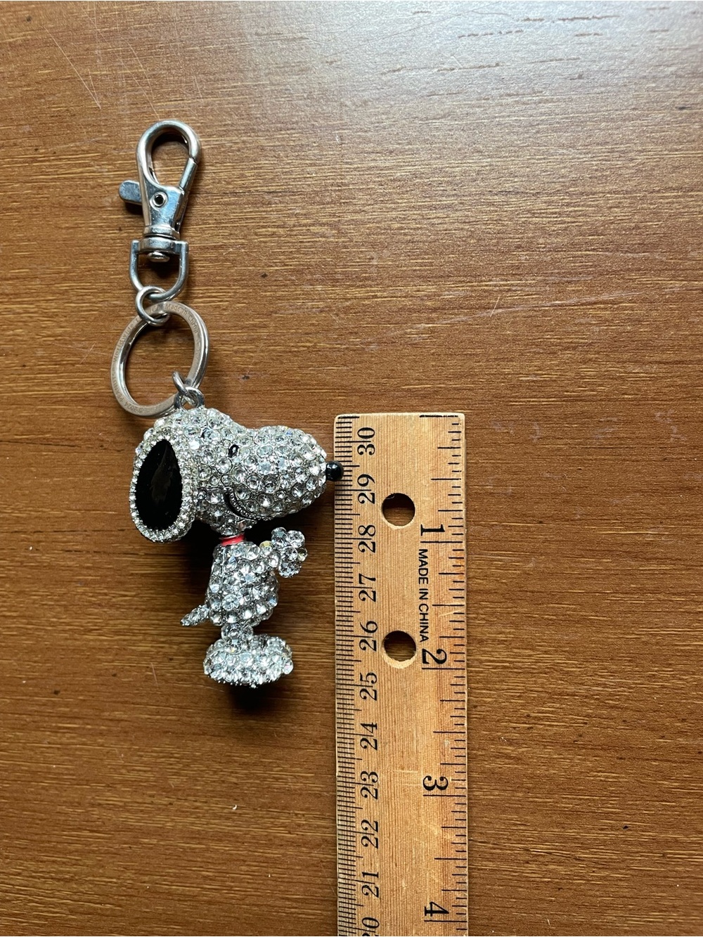 Crystal Pave Peanuts Snoopy Keychain Charm - Clear Rhinestones - Picture 7 of 7